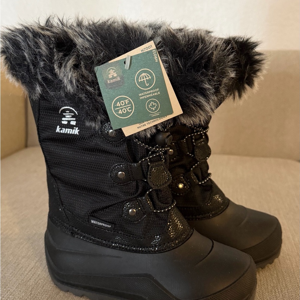 Kamik Black Waterproof Boots with Faux Fur